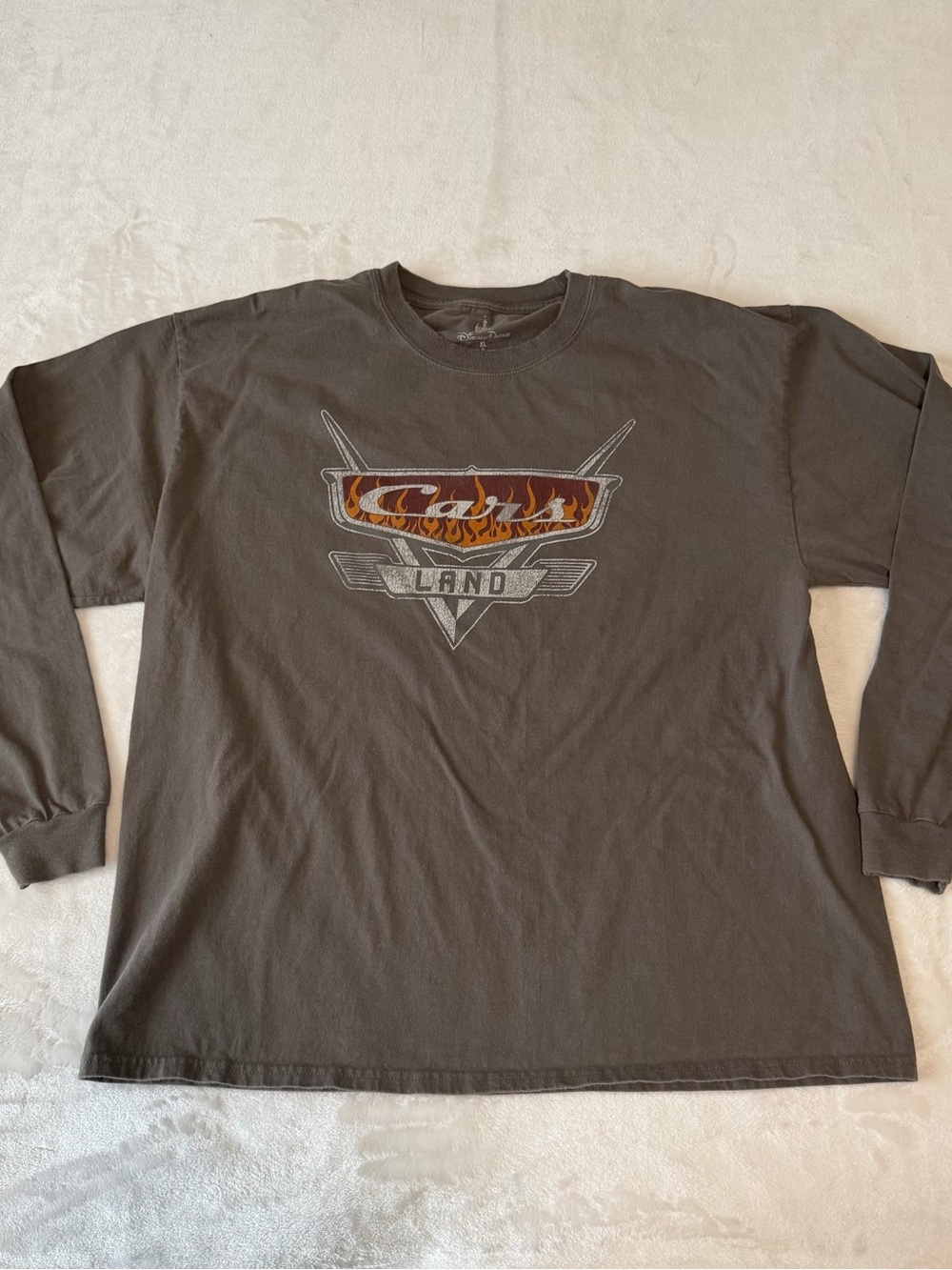Hanes Long Sleeve Graphic Tee in Charcoal with Flame Emblem